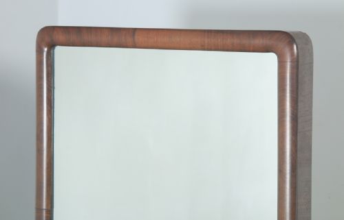 fig 3. Antique English Victorian Flame Mahogany Floor Standing Rectangular Cheval / Dressing Mirror (Circa 1860)