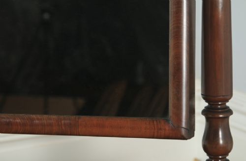 fig 7. Antique English Victorian Flame Mahogany Floor Standing Rectangular Cheval / Dressing Mirror (Circa 1860)