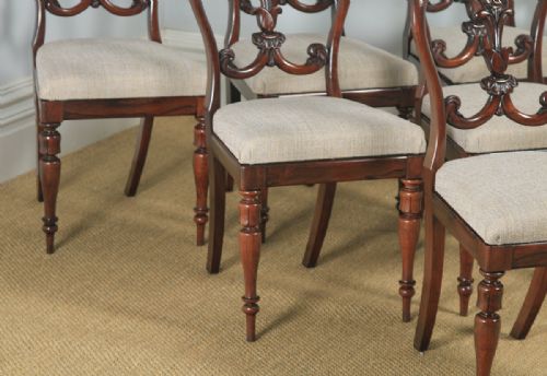 fig 2. Antique Set of 6 Six English William IV Rosewood Carved Dining Chairs (Circa 1835)