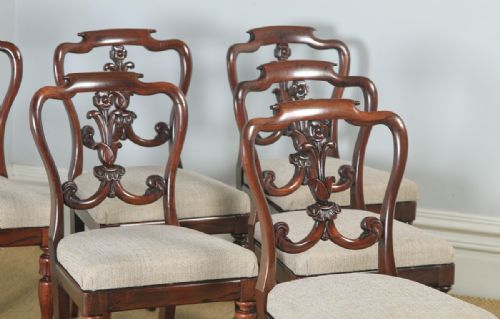 fig 4. Antique Set of 6 Six English William IV Rosewood Carved Dining Chairs (Circa 1835)