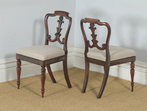 fig 9. Antique Set of 6 Six English William IV Rosewood Carved Dining Chairs (Circa 1835)