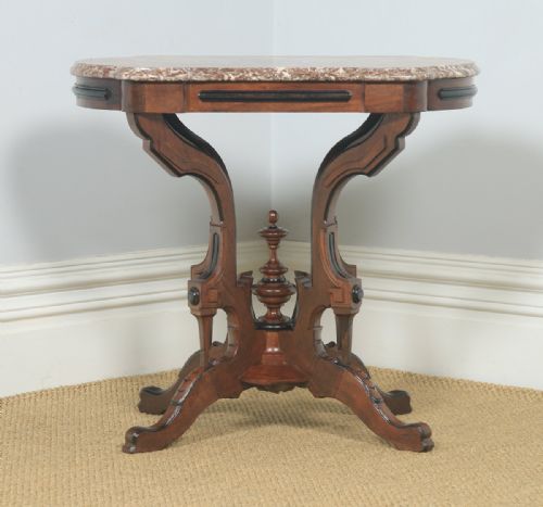 fig 2. Antique English Aesthetic Teak & Marble Top Occasional Basket Base Side Table (Circa 1890)