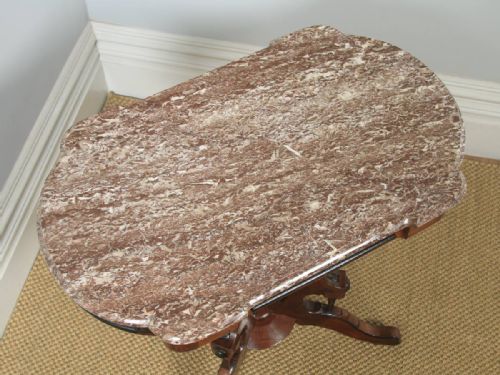 fig 3. Antique English Aesthetic Teak & Marble Top Occasional Basket Base Side Table (Circa 1890)