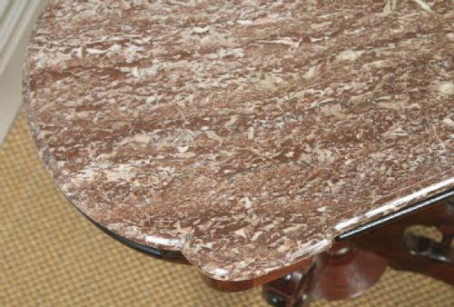 fig 4. Antique English Aesthetic Teak & Marble Top Occasional Basket Base Side Table (Circa 1890)