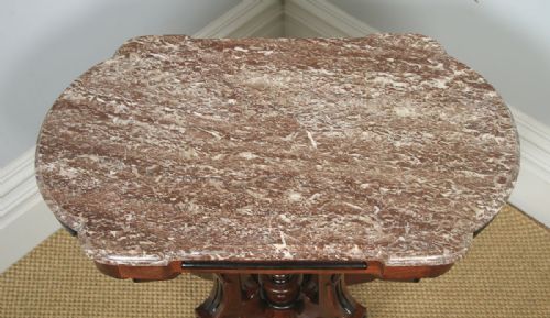 fig 5. Antique English Aesthetic Teak & Marble Top Occasional Basket Base Side Table (Circa 1890)