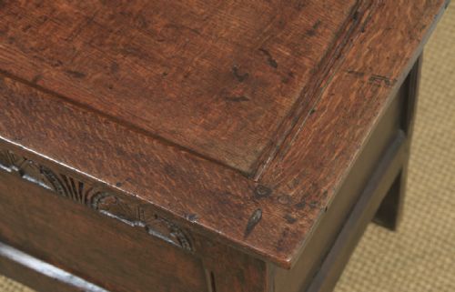 fig 6. Antique English 18th Century Georgian Oak Joined & Panelled Coffer Chest Blanket Box Trunk (Circa 1730)