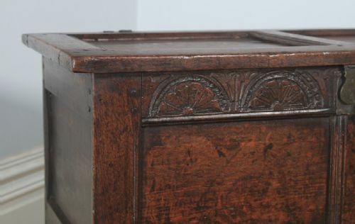 fig 7. Antique English 18th Century Georgian Oak Joined & Panelled Coffer Chest Blanket Box Trunk (Circa 1730)