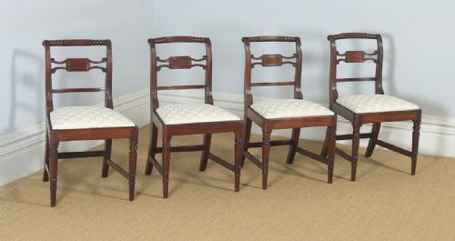 Antique English Set of Four Regency Georgian Mahogany Dining / Side Chairs (Circa 1820)
