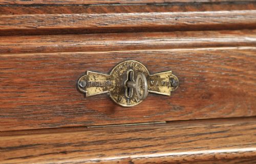 fig 5. Antique English Edwardian 4ft” Solid Oak Roll Top Pedestal Office Desk (Circa 1910)