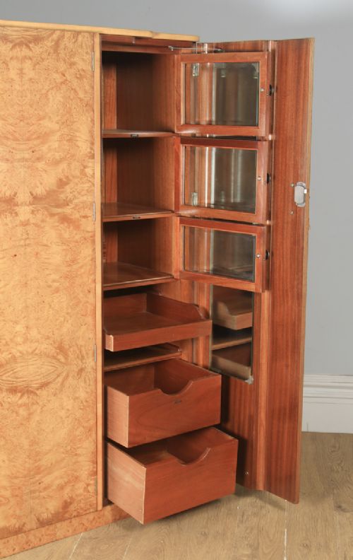 fig 8. Antique English Art Deco Burr Walnut Six Piece Bedroom Suite by M. P. Davis Furniture of London (Circa 1930)