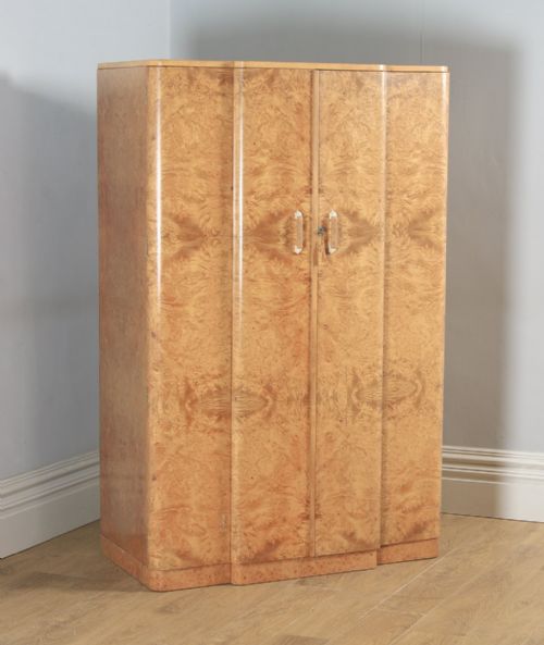 fig 10. Antique English Art Deco Burr Walnut Six Piece Bedroom Suite by M. P. Davis Furniture of London (Circa 1930)