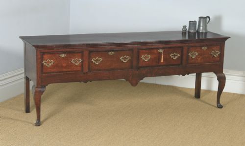 Antique English 18th Century Georgian Oak Four Drawer Dresser Base Sideboard (Circa 1780)