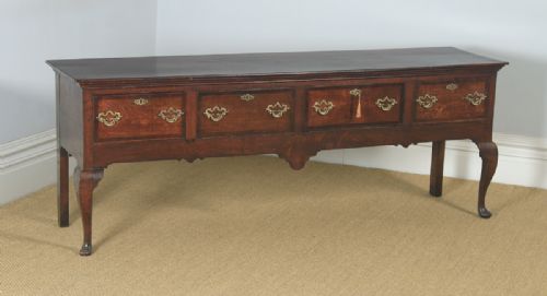 fig 1. Antique English 18th Century Georgian Oak Four Drawer Dresser Base Sideboard (Circa 1780)