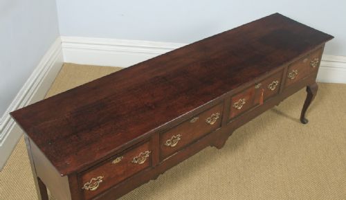 fig 5. Antique English 18th Century Georgian Oak Four Drawer Dresser Base Sideboard (Circa 1780)