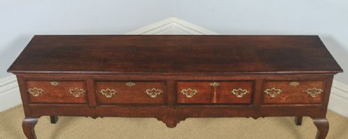 fig 6. Antique English 18th Century Georgian Oak Four Drawer Dresser Base Sideboard (Circa 1780)