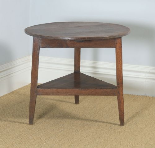 fig 1. Antique English Georgian Circular Oak Cricket Occasional Table (Circa 1780 - 1820)