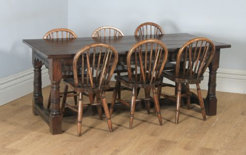 fig 2. Antique English 17th Century Charles II 6ft 3” Solid Oak Farmhouse Kitchen Refectory Dining Table (Circa 1680)