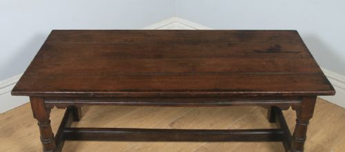 fig 6. Antique English 17th Century Charles II 6ft 3” Solid Oak Farmhouse Kitchen Refectory Dining Table (Circa 1680)