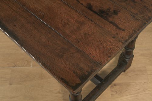 fig 7. Antique English 17th Century Charles II 6ft 3” Solid Oak Farmhouse Kitchen Refectory Dining Table (Circa 1680)