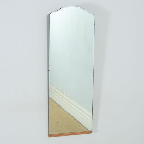 Antique English Art Deco Walnut Rectangular Portrait Hanging Wall Mirror (Circa 1930)