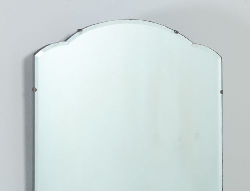 fig 1. Antique English Art Deco Walnut Rectangular Portrait Hanging Wall Mirror (Circa 1930)