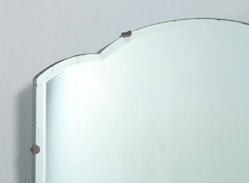 fig 2. Antique English Art Deco Walnut Rectangular Portrait Hanging Wall Mirror (Circa 1930)