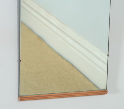 fig 4. Antique English Art Deco Walnut Rectangular Portrait Hanging Wall Mirror (Circa 1930)