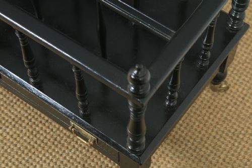 fig 4. Antique English Victorian Walnut Black Ebonised Canterbury Magazine Rack Tidy (Circa 1870)