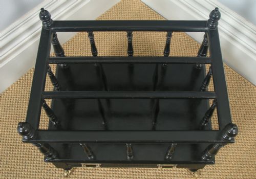 fig 5. Antique English Victorian Walnut Black Ebonised Canterbury Magazine Rack Tidy (Circa 1870)