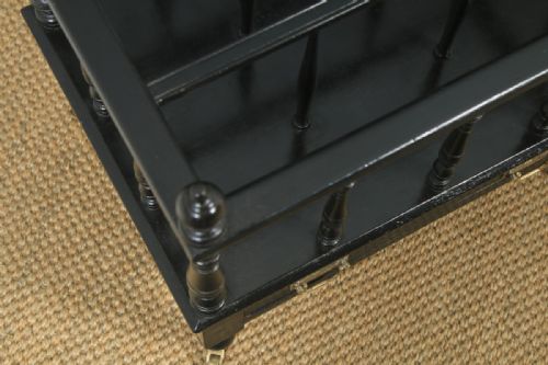 fig 6. Antique English Victorian Walnut Black Ebonised Canterbury Magazine Rack Tidy (Circa 1870)