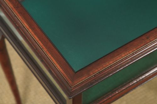 fig 3. Antique Edwardian Queen Anne Style Mahogany Inlaid Glass Bijouterie Display Cabinet Table (Circa 1910)