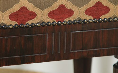 fig 7. Antique English Victorian Rosewood Upholstered Rise & Fall Height Adjustable Stool (Circa 1850)