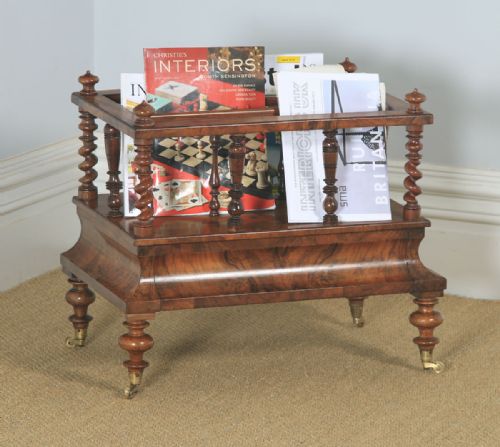 fig 1. Antique English Victorian Walnut Burr Walnut Canterbury Magazine Rack Tidy (Circa 1850)