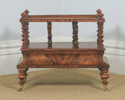 fig 2. Antique English Victorian Walnut Burr Walnut Canterbury Magazine Rack Tidy (Circa 1850)