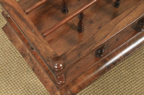 fig 4. Antique English Victorian Walnut Burr Walnut Canterbury Magazine Rack Tidy (Circa 1850)