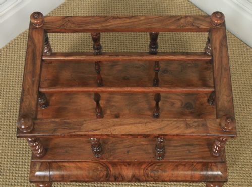 fig 5. Antique English Victorian Walnut Burr Walnut Canterbury Magazine Rack Tidy (Circa 1850)