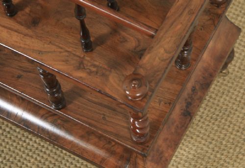 fig 6. Antique English Victorian Walnut Burr Walnut Canterbury Magazine Rack Tidy (Circa 1850)
