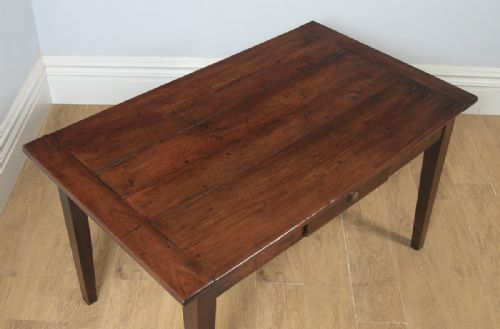fig 3. Antique French Cherry Wood Six Seat 4ft 5” Refectory Kitchen Farmhouse Table (Circa 1850)