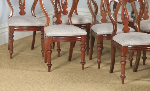 fig 5. Antique English Victorian Set of 12 Twelve Mahogany Balloon Spear Back Dining Chairs (Circa 1870)