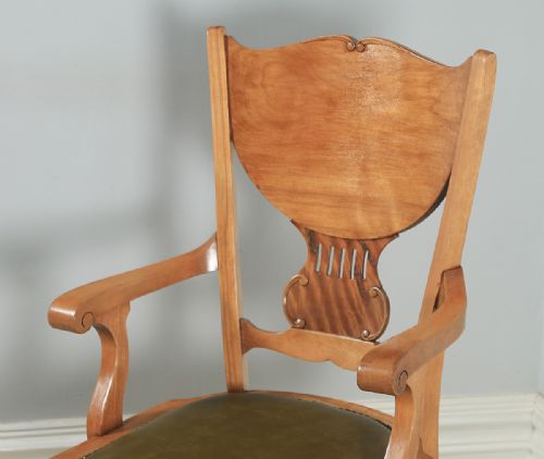 fig 4. Antique American Edwardian Art Nouveau Birch Revolving Office Desk Arm Chair J.S. Ford, Johnson & Co (Circa 1910)