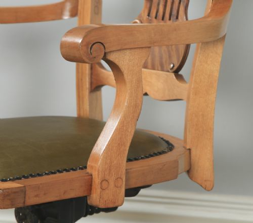 fig 7. Antique American Edwardian Art Nouveau Birch Revolving Office Desk Arm Chair J.S. Ford, Johnson & Co (Circa 1910)