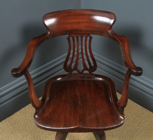 fig 3. Antique English Victorian Mahogany Revolving Office Desk Arm Chair (Circa 1880)