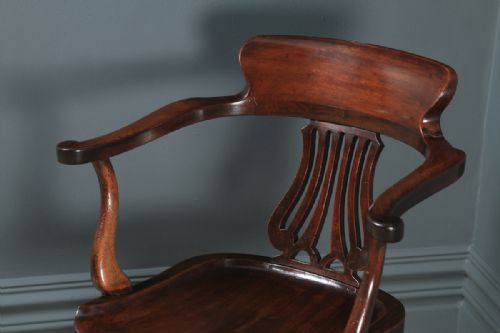 fig 4. Antique English Victorian Mahogany Revolving Office Desk Arm Chair (Circa 1880)