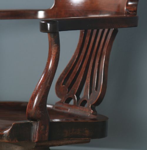 fig 7. Antique English Victorian Mahogany Revolving Office Desk Arm Chair (Circa 1880)
