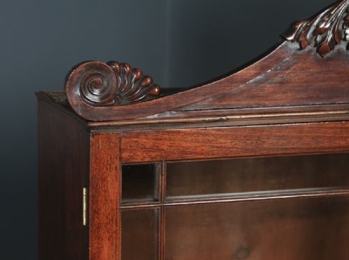 fig 4. Antique English William IV Figured Mahogany Two Door Glazed Library Office Bookcase Cupboard (Circa 1835)
