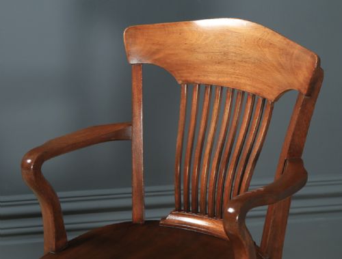 fig 3. Antique English Edwardian Solid Walnut Revolving Office Desk Arm Chair (Circa 1910)