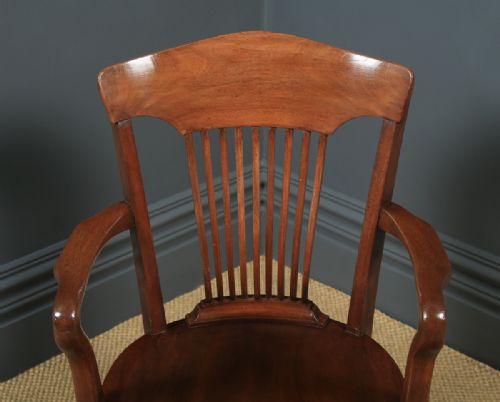 fig 4. Antique English Edwardian Solid Walnut Revolving Office Desk Arm Chair (Circa 1910)