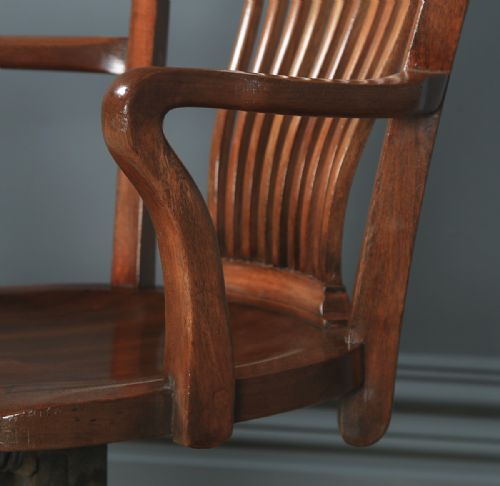 fig 6. Antique English Edwardian Solid Walnut Revolving Office Desk Arm Chair (Circa 1910)