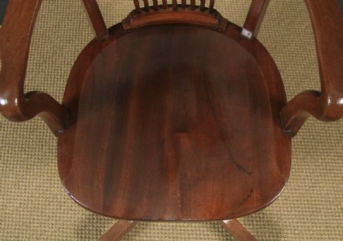 fig 7. Antique English Edwardian Solid Walnut Revolving Office Desk Arm Chair (Circa 1910)