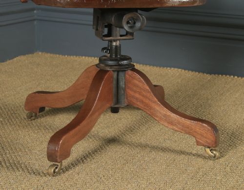 fig 9. Antique English Edwardian Solid Walnut Revolving Office Desk Arm Chair (Circa 1910)